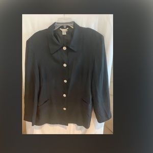 Navy silk jacket/coat top•size 16•very good used